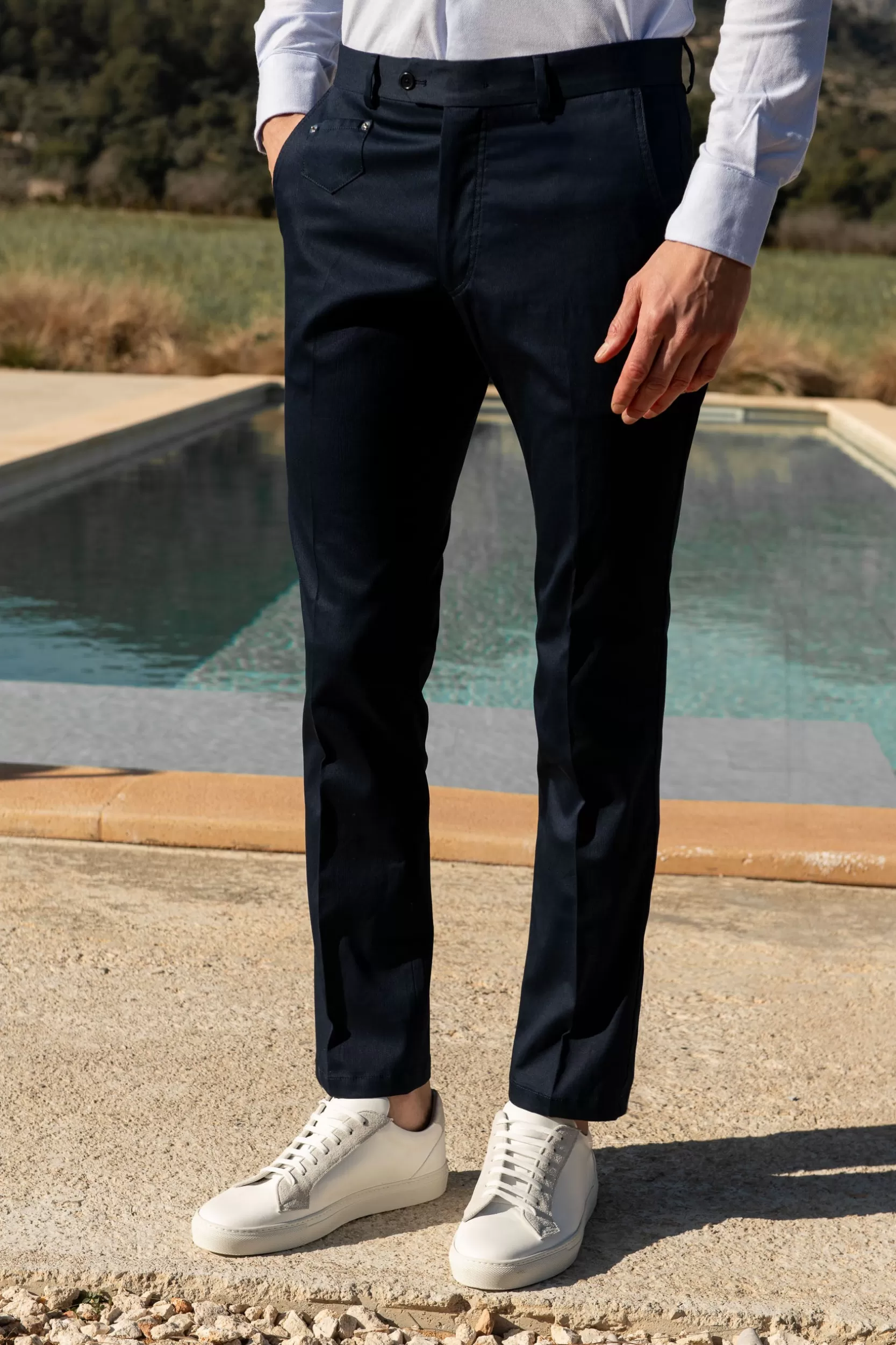 Sale Pini Parma Pantaloni Sirmione In Cotone Blu Navy - Made In Italy Marina Militare