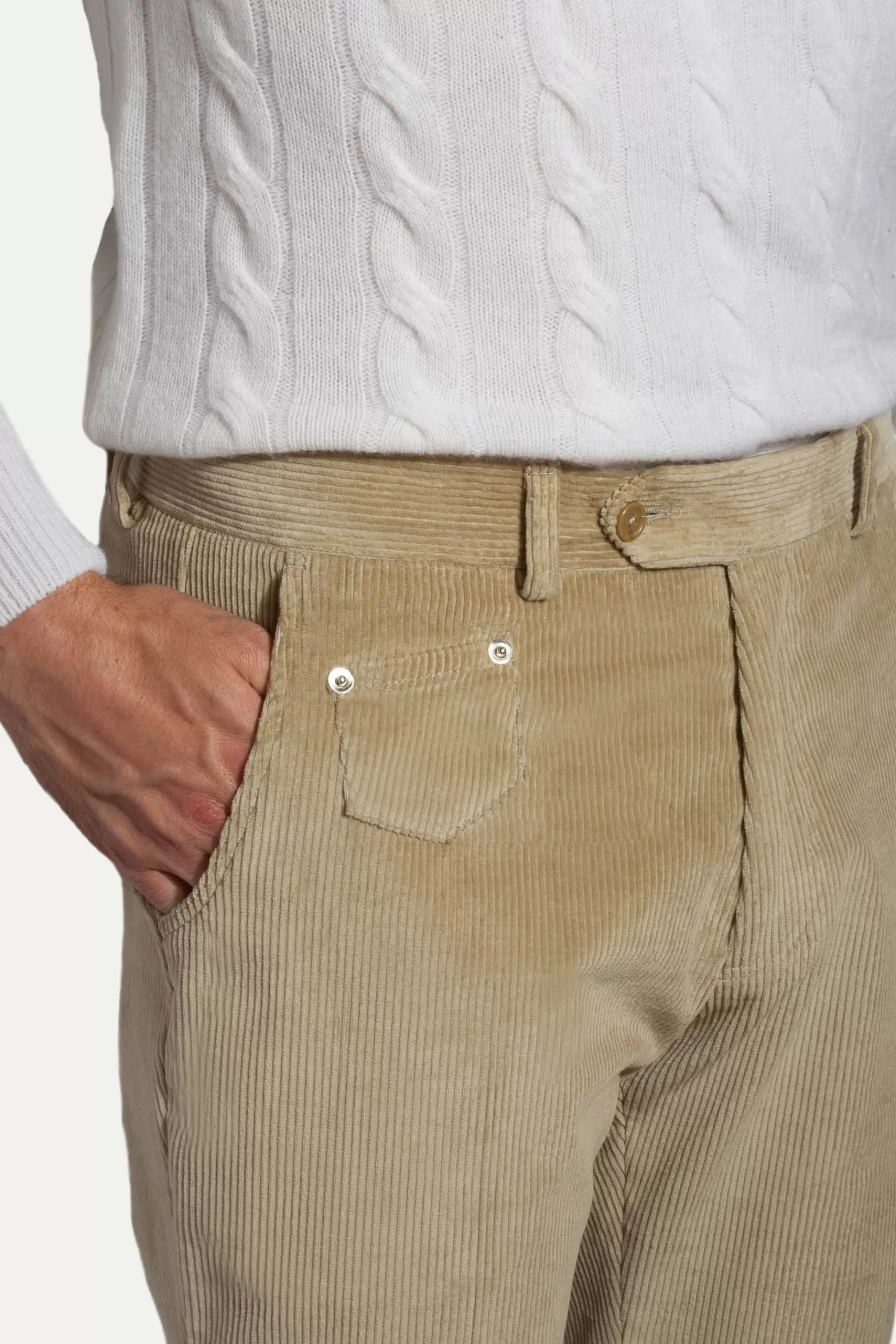 Best Pini Parma Pantaloni Sirmione In Velluto A Coste - Made In Italy Beige