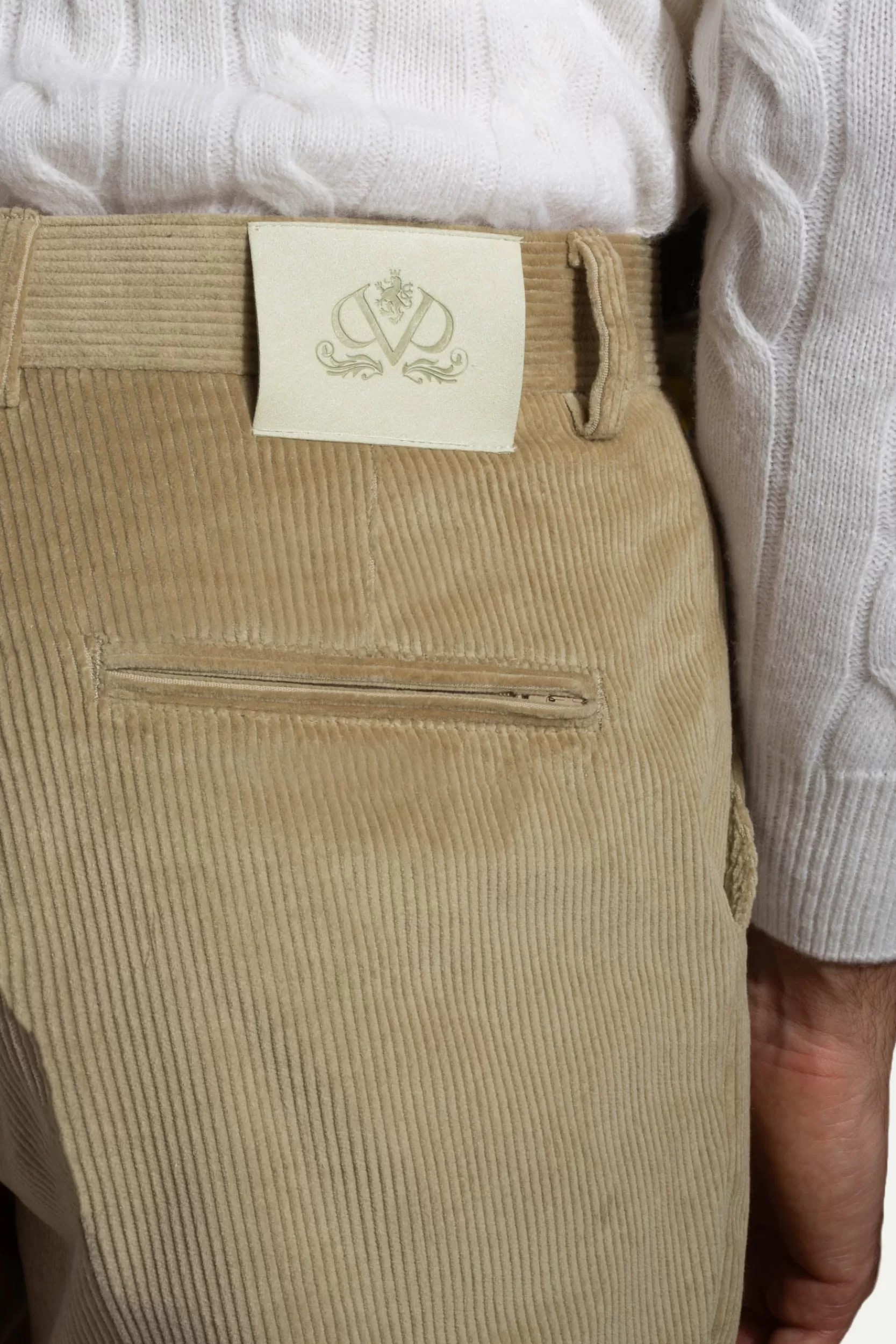 Best Pini Parma Pantaloni Sirmione In Velluto A Coste - Made In Italy Beige