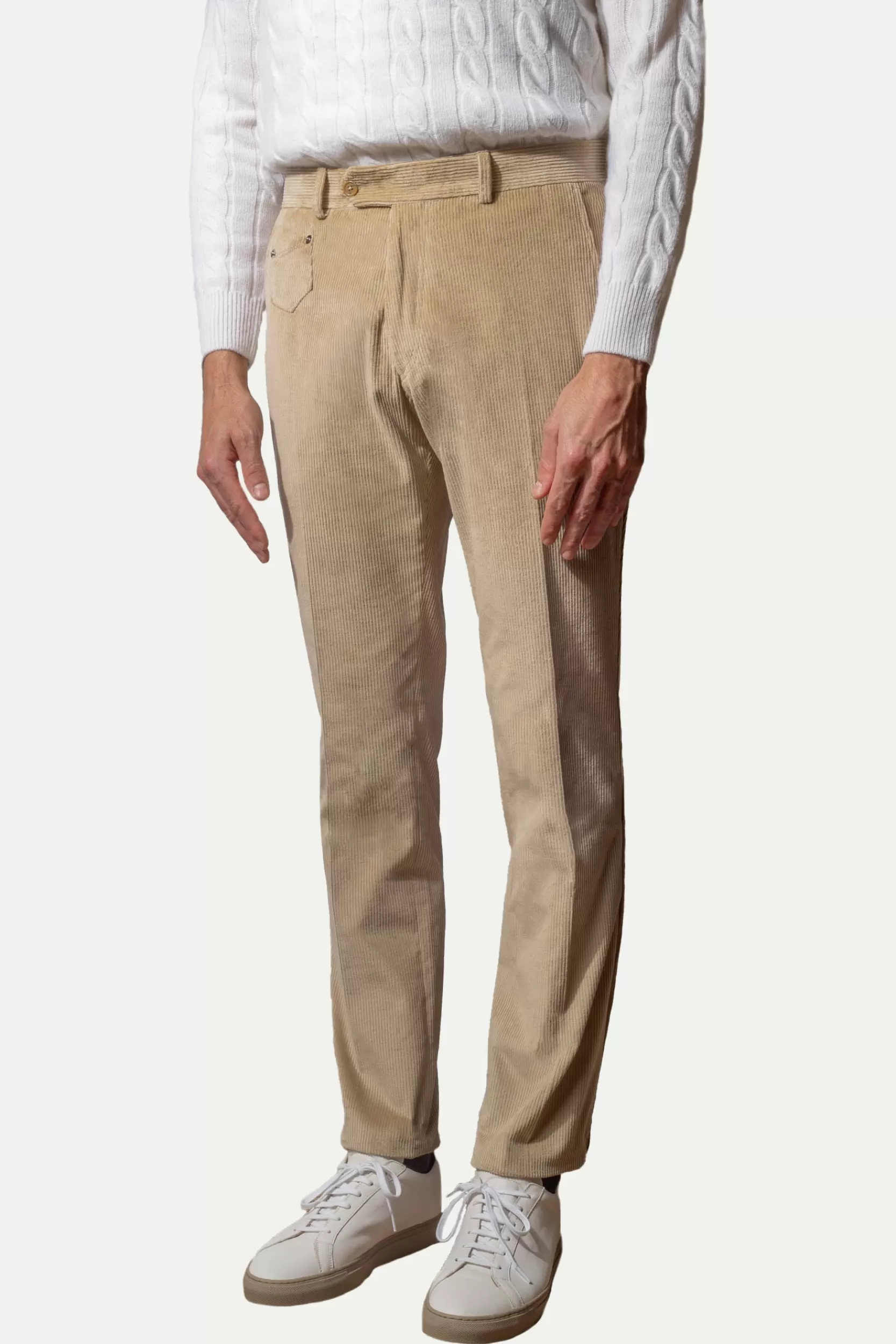 Best Pini Parma Pantaloni Sirmione In Velluto A Coste - Made In Italy Beige
