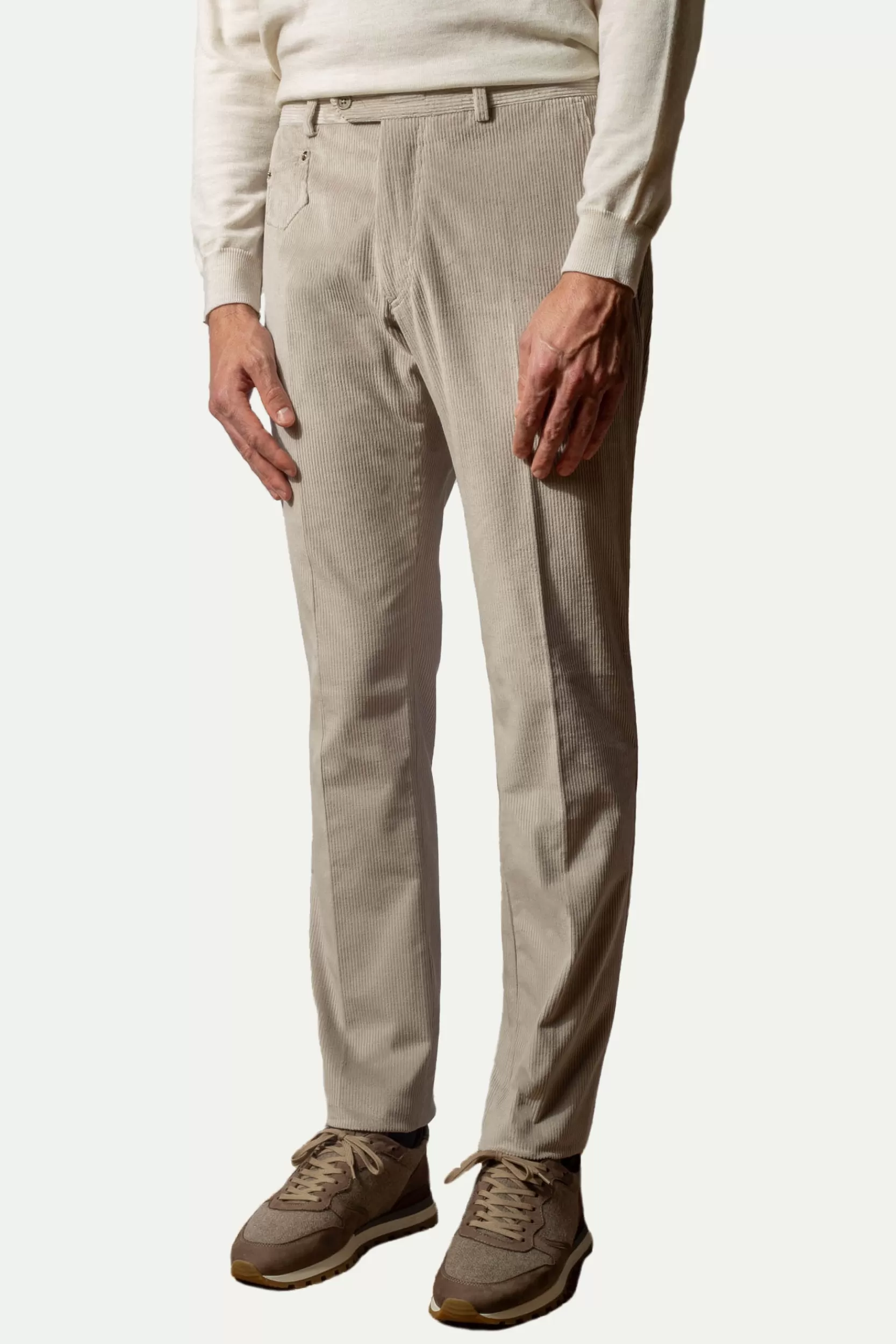 Clearance Pini Parma Pantaloni Sirmione In Velluto A Coste - Made In Italy Grigio chiaro