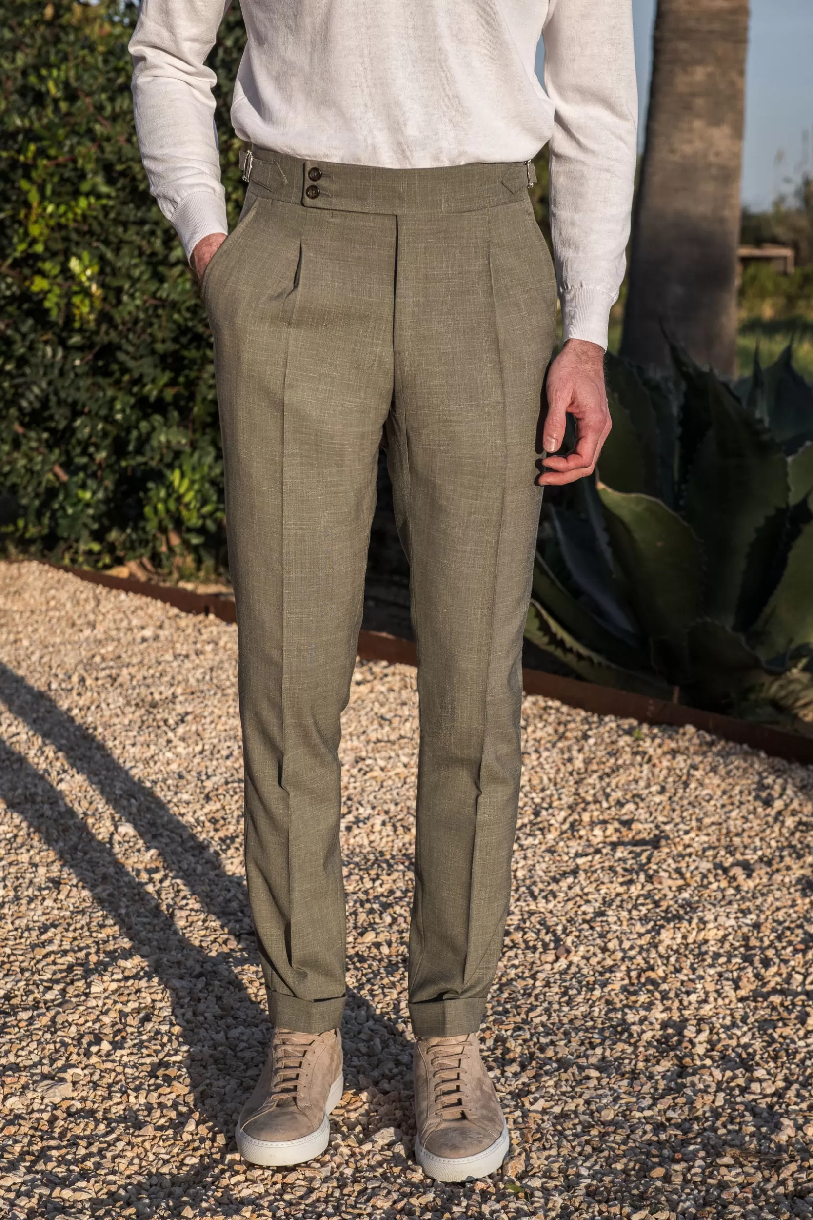 Clearance Pini Parma Pantaloni Soragna Verdi - Made In Italy Verde