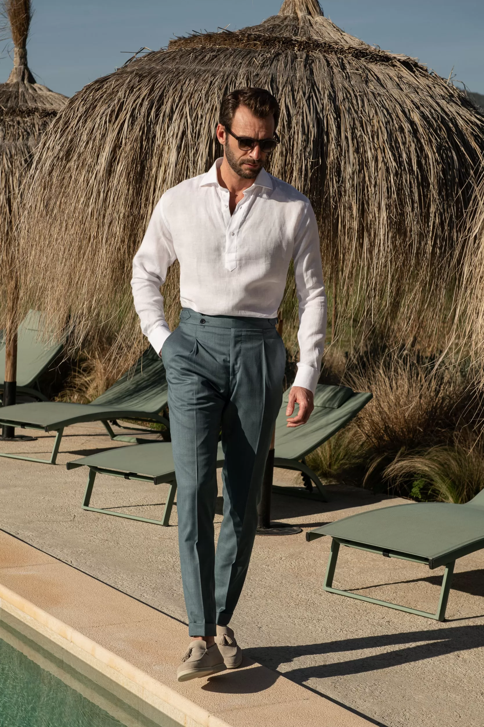 Fashion Pini Parma Pantaloni Verde Acqua " Soragna Capsule Collection" - Made In Italy