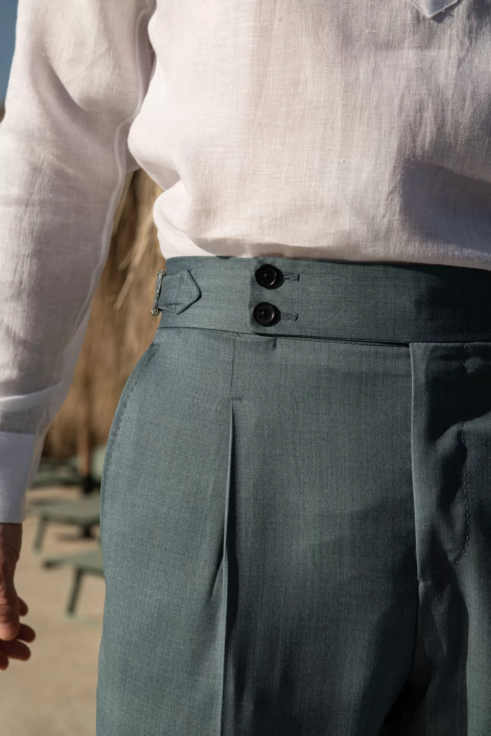 Fashion Pini Parma Pantaloni Verde Acqua " Soragna Capsule Collection" - Made In Italy