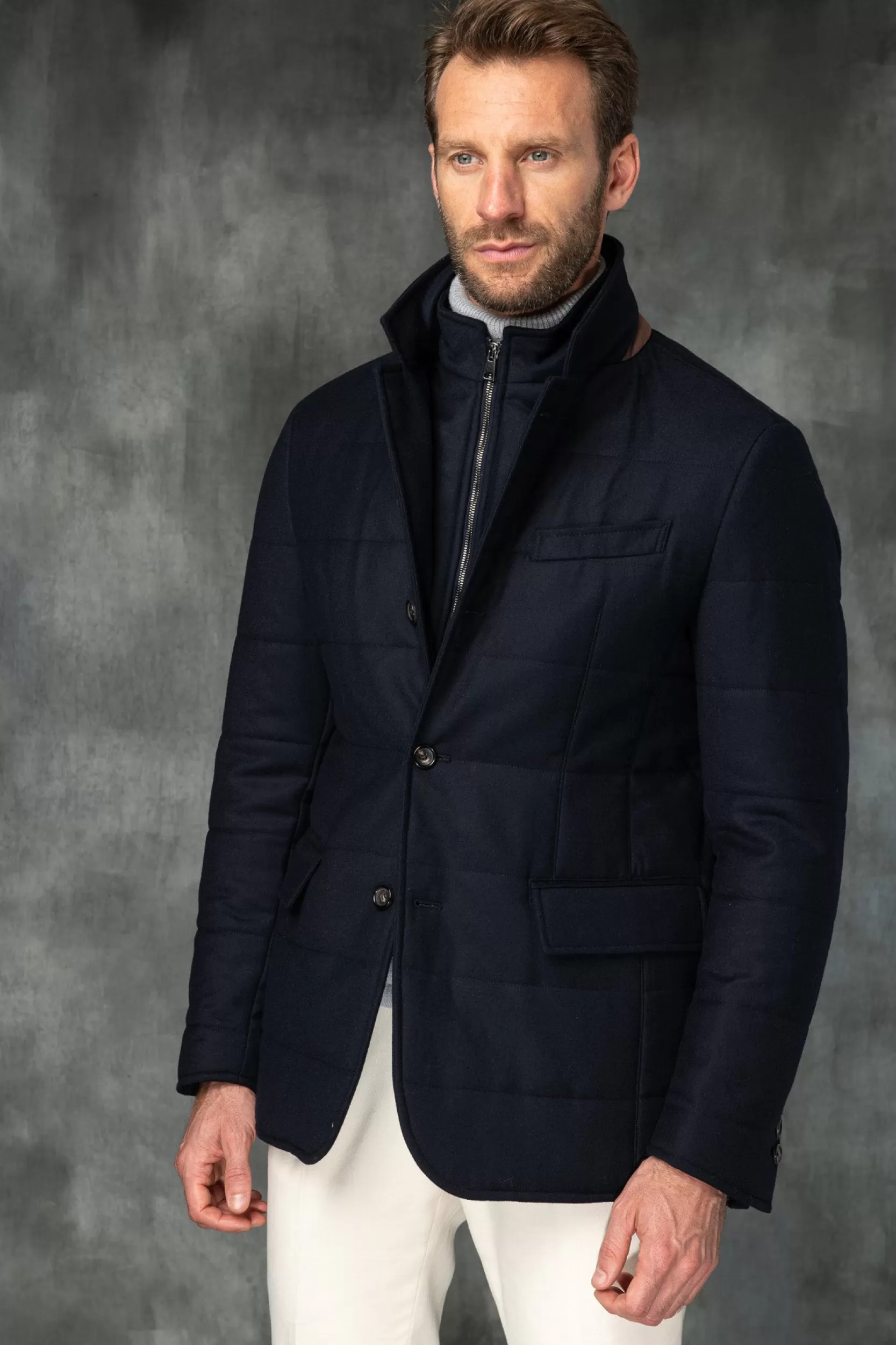 Best Pini Parma Piumino Blu In Lana E Cashmere Loro Piana Con Rain System® – Made In Italy