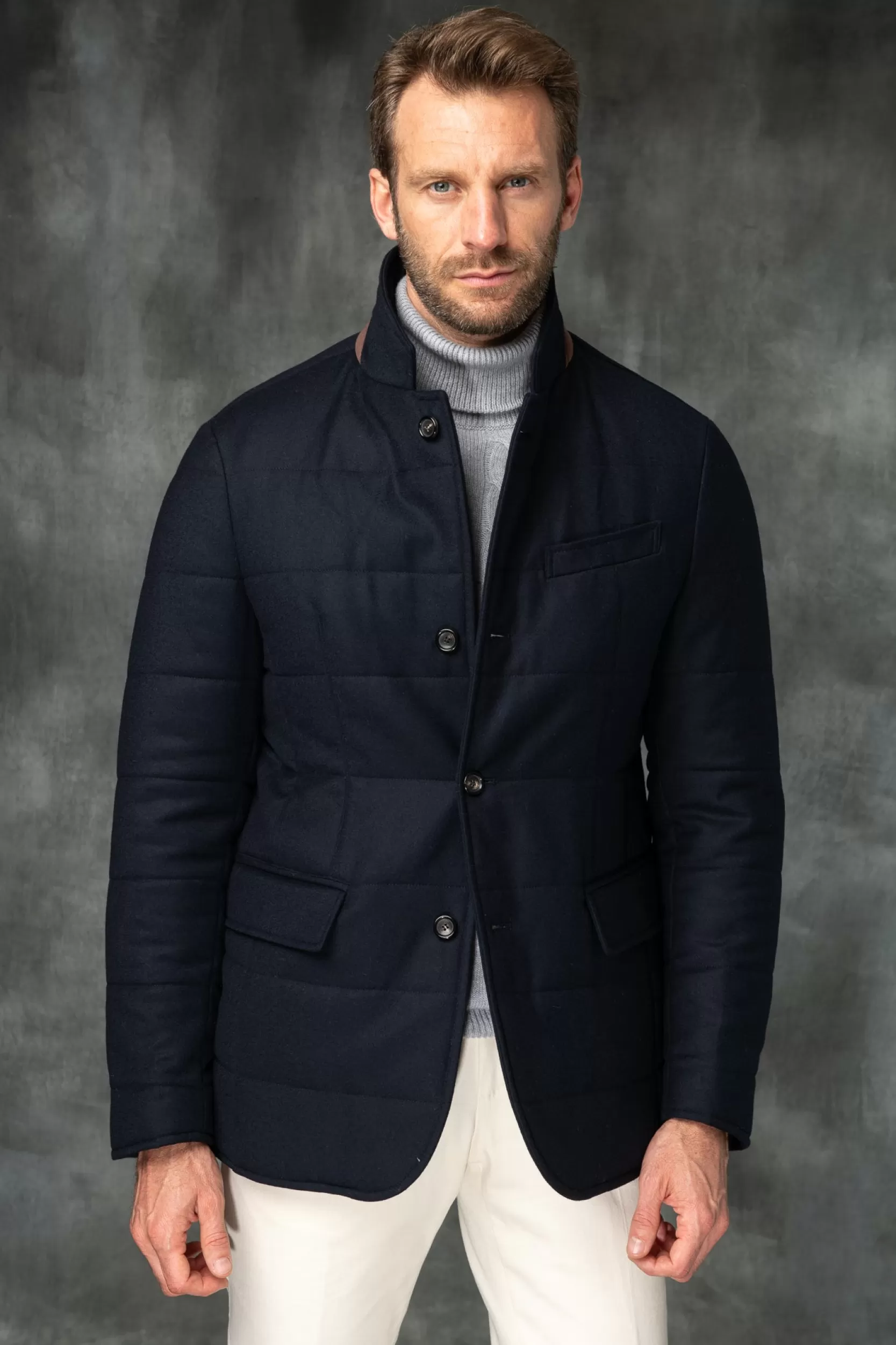 Best Pini Parma Piumino Blu In Lana E Cashmere Loro Piana Con Rain System® – Made In Italy