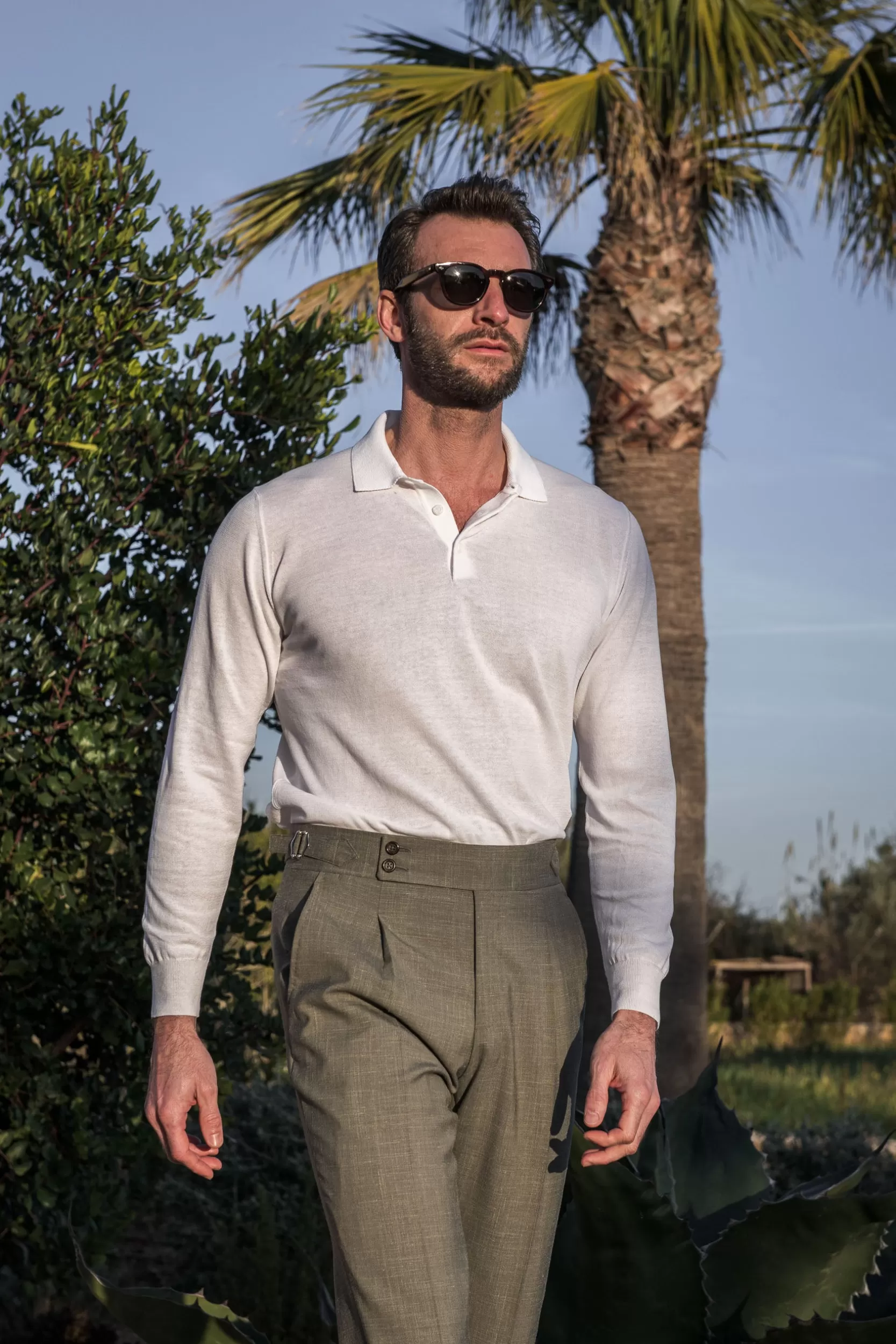 Best Sale Pini Parma Polo Bianca A Manica Lunga - Made In Italy Bianco