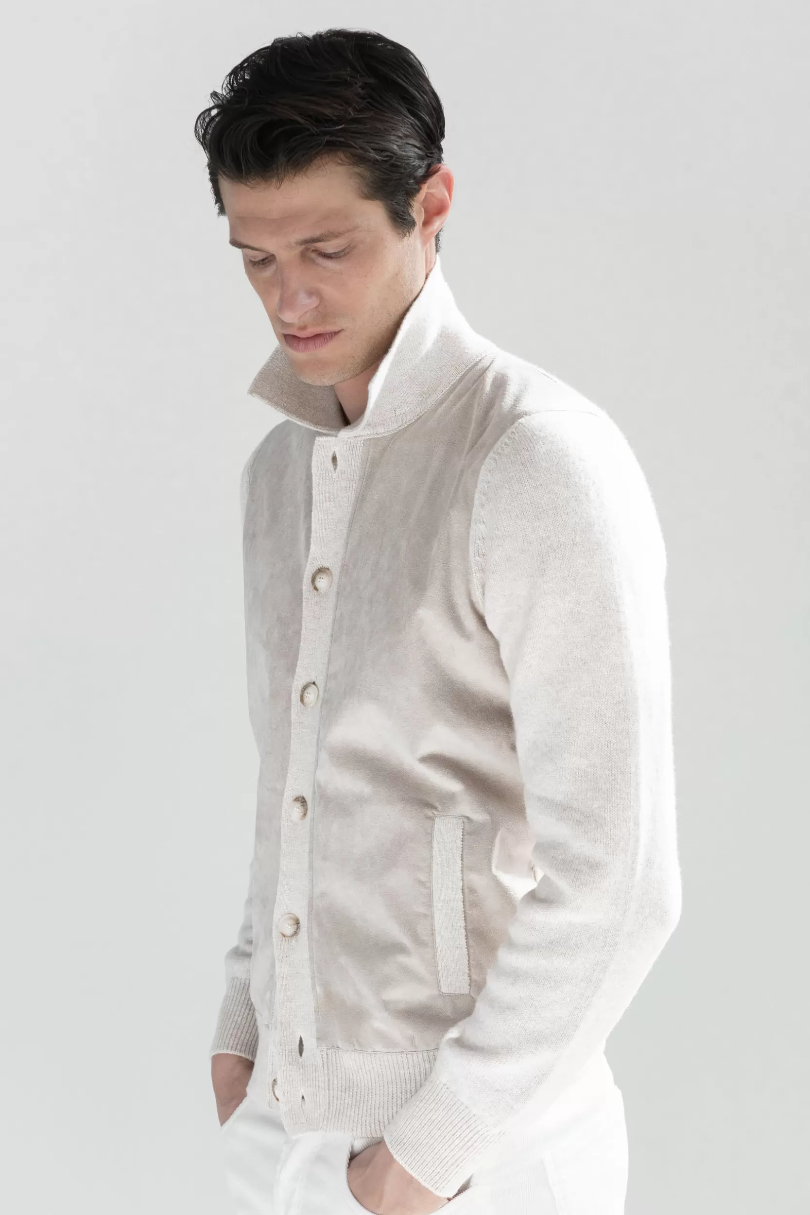 New Pini Parma Polo In Alcantara Sabbia - Made In Italy