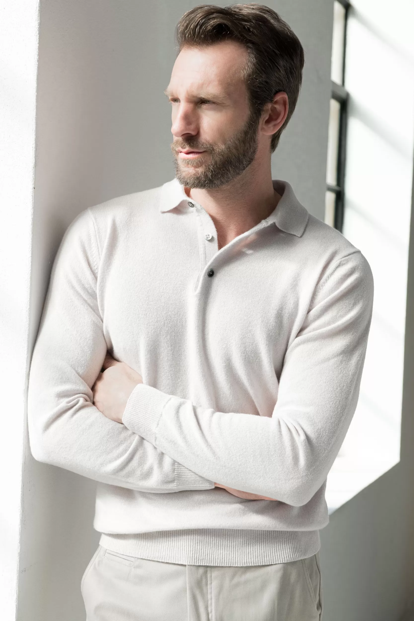 New Pini Parma Polo In Cashmere Chiaro – Made In Italy Beige