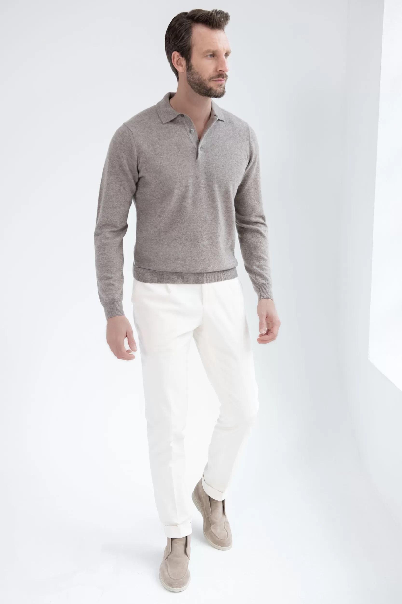 Sale Pini Parma Polo In Cashmere Color Tortora – Made In Italy Talpa