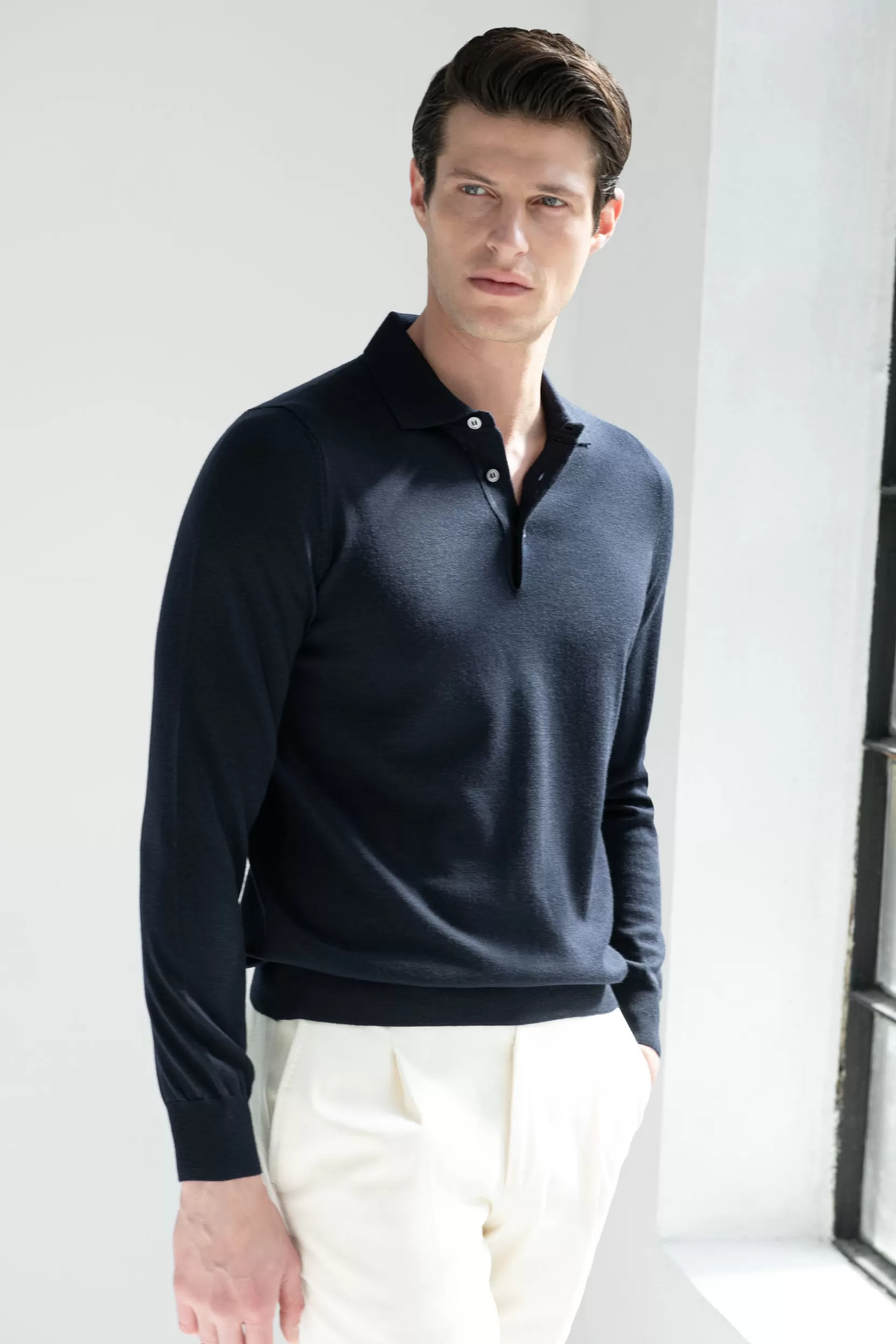 Cheap Pini Parma Polo In Lana Merino - Made In Italy Blu