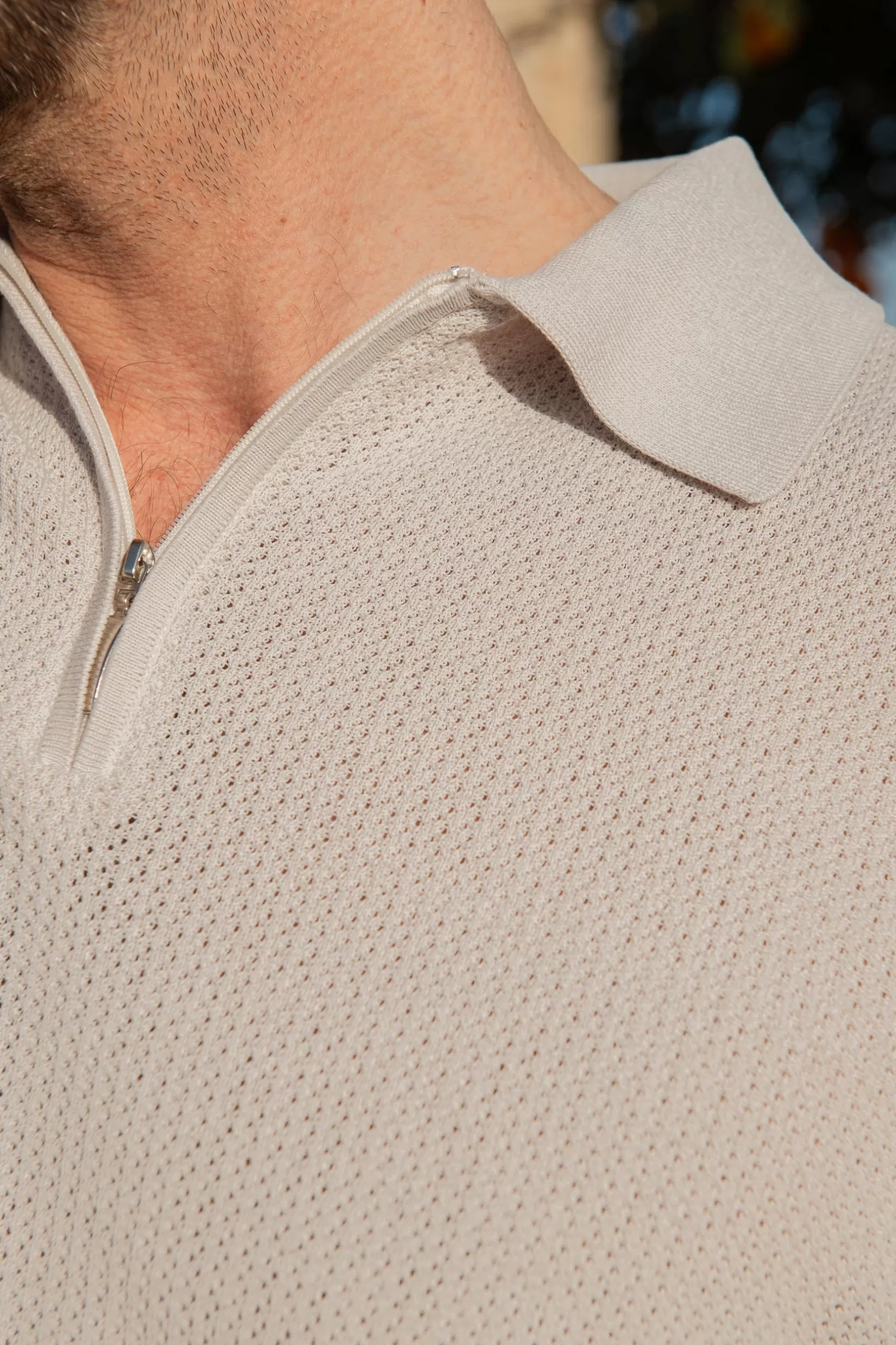 Cheap Pini Parma Polo In Maglia Testurizzata Con Cerniera - Made In Italy Stone