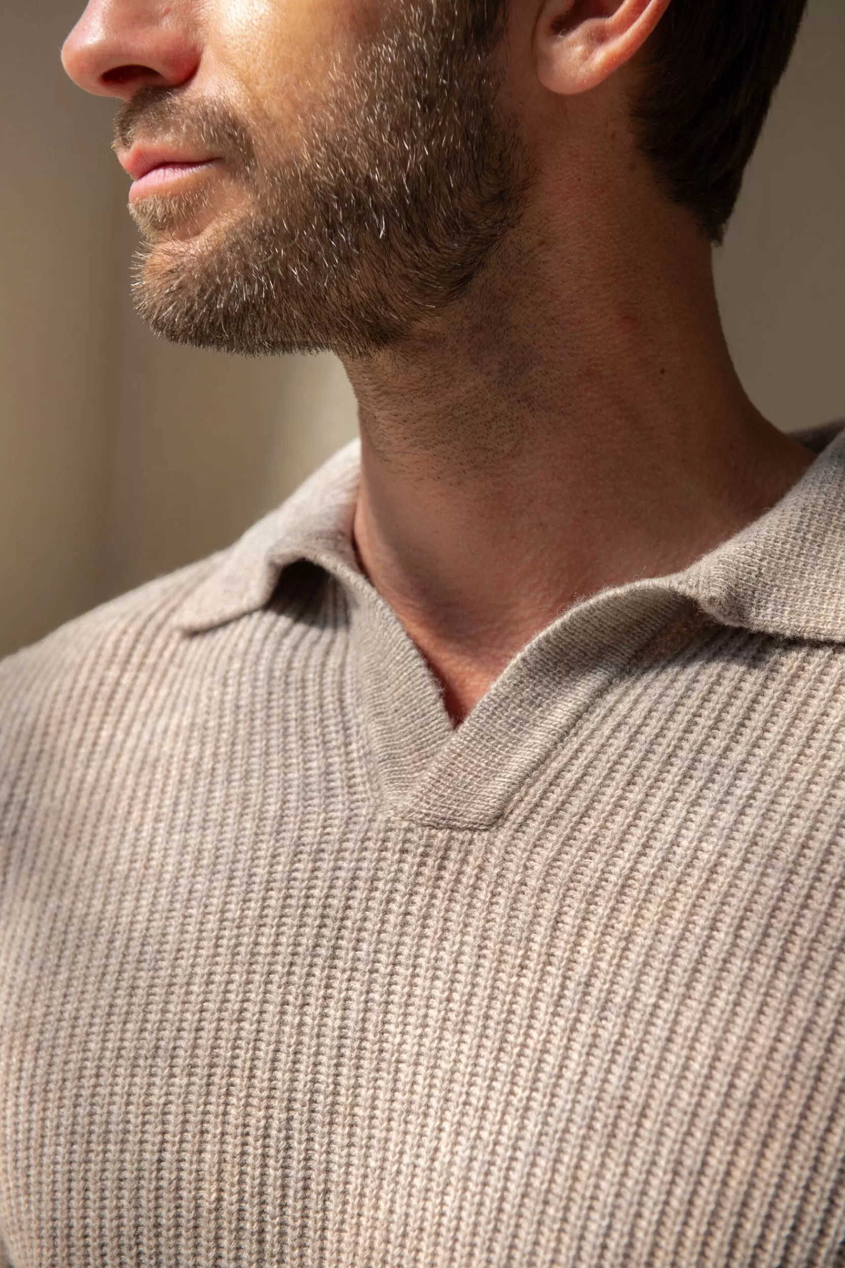Online Pini Parma Polo In Misto Cashmere A Coste Color Tortora – Made In Italy Talpa