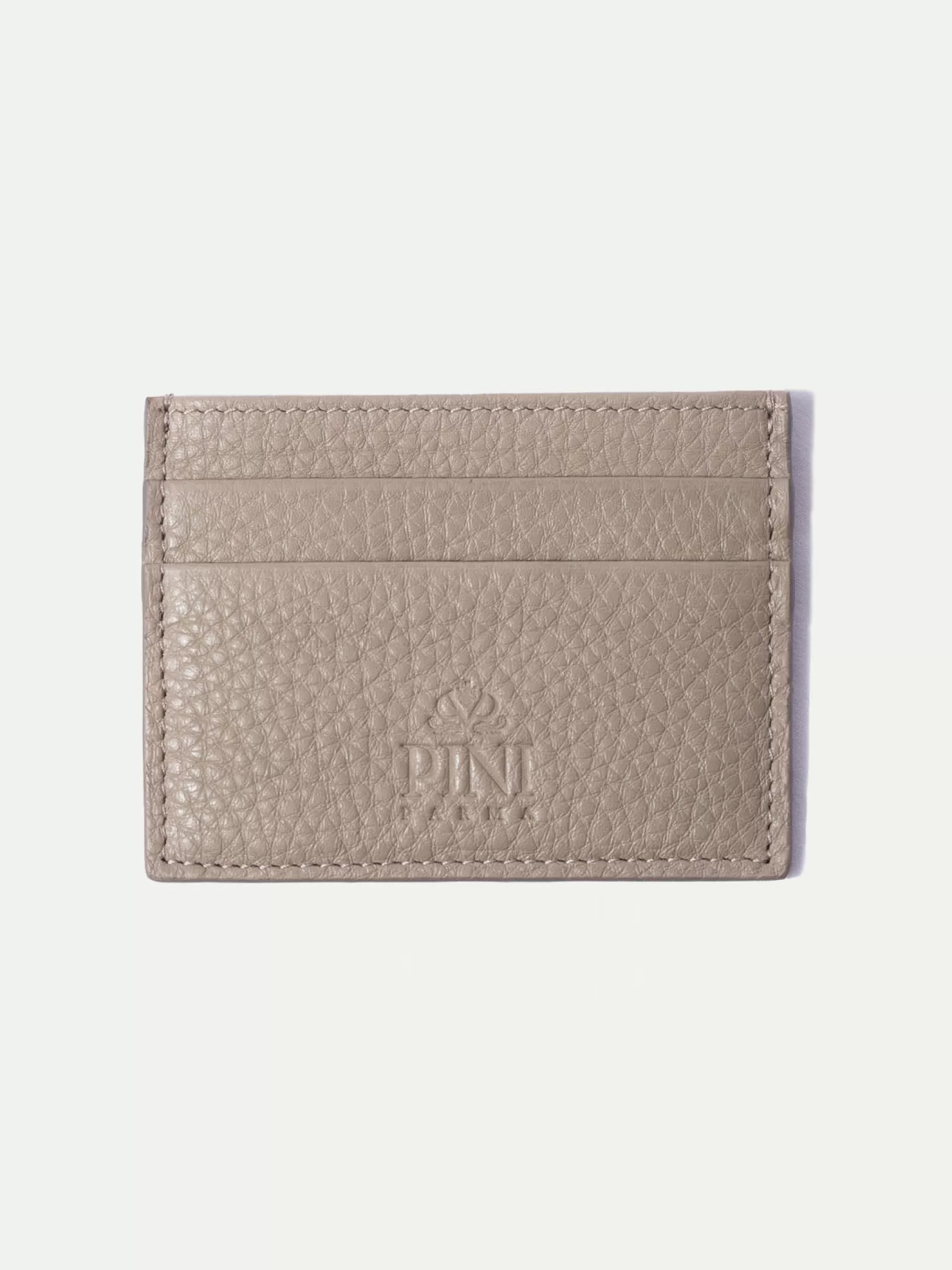 Clearance Pini Parma Portacarte In Pelle Tortora - Made In Italy Talpa