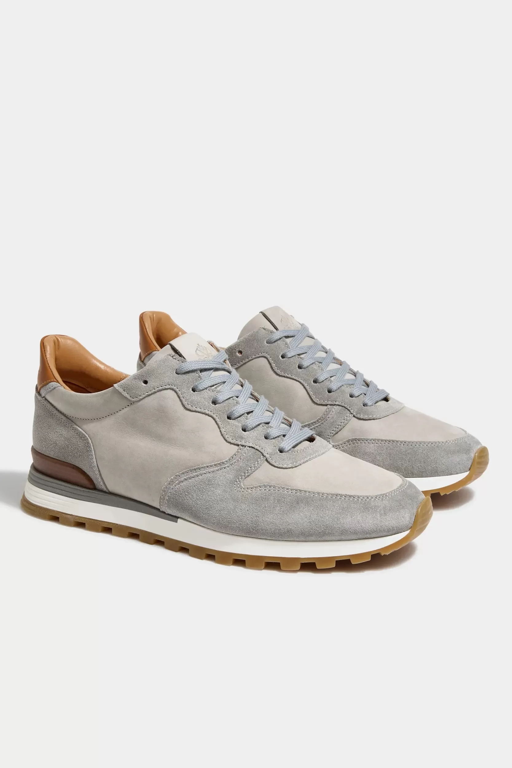 Discount Pini Parma Runner In Nabuk E Camoscio - Made In Italy Grigio chiaro