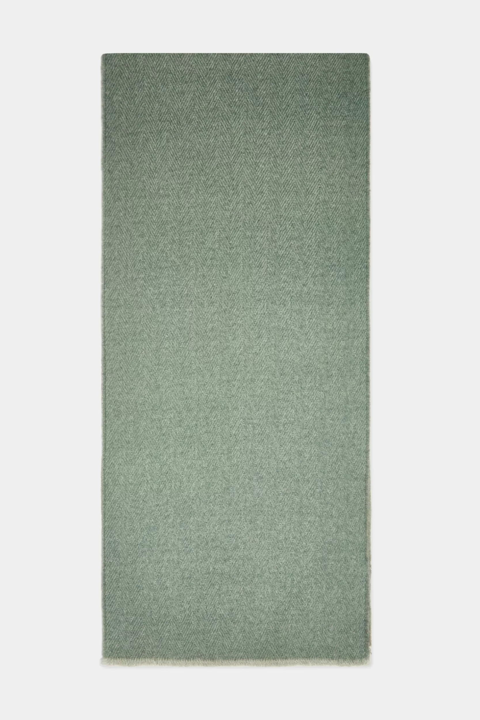 Fashion Pini Parma Sciarpa Reversibile A Spina Di Pesce E Beige - Made In Italy Salvia