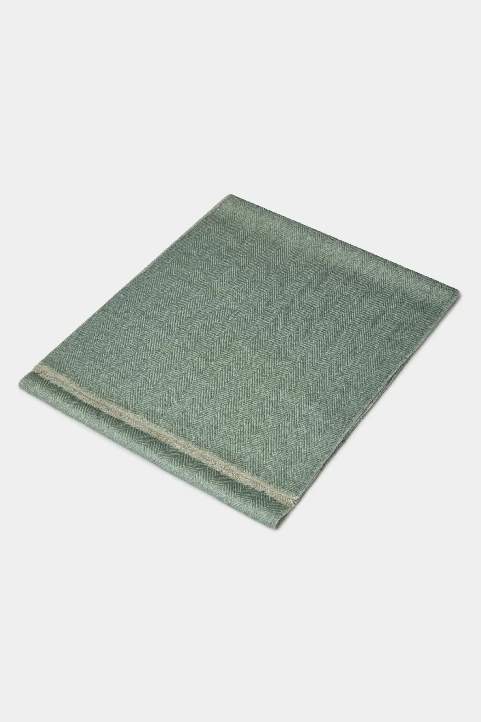 Fashion Pini Parma Sciarpa Reversibile A Spina Di Pesce E Beige - Made In Italy Salvia