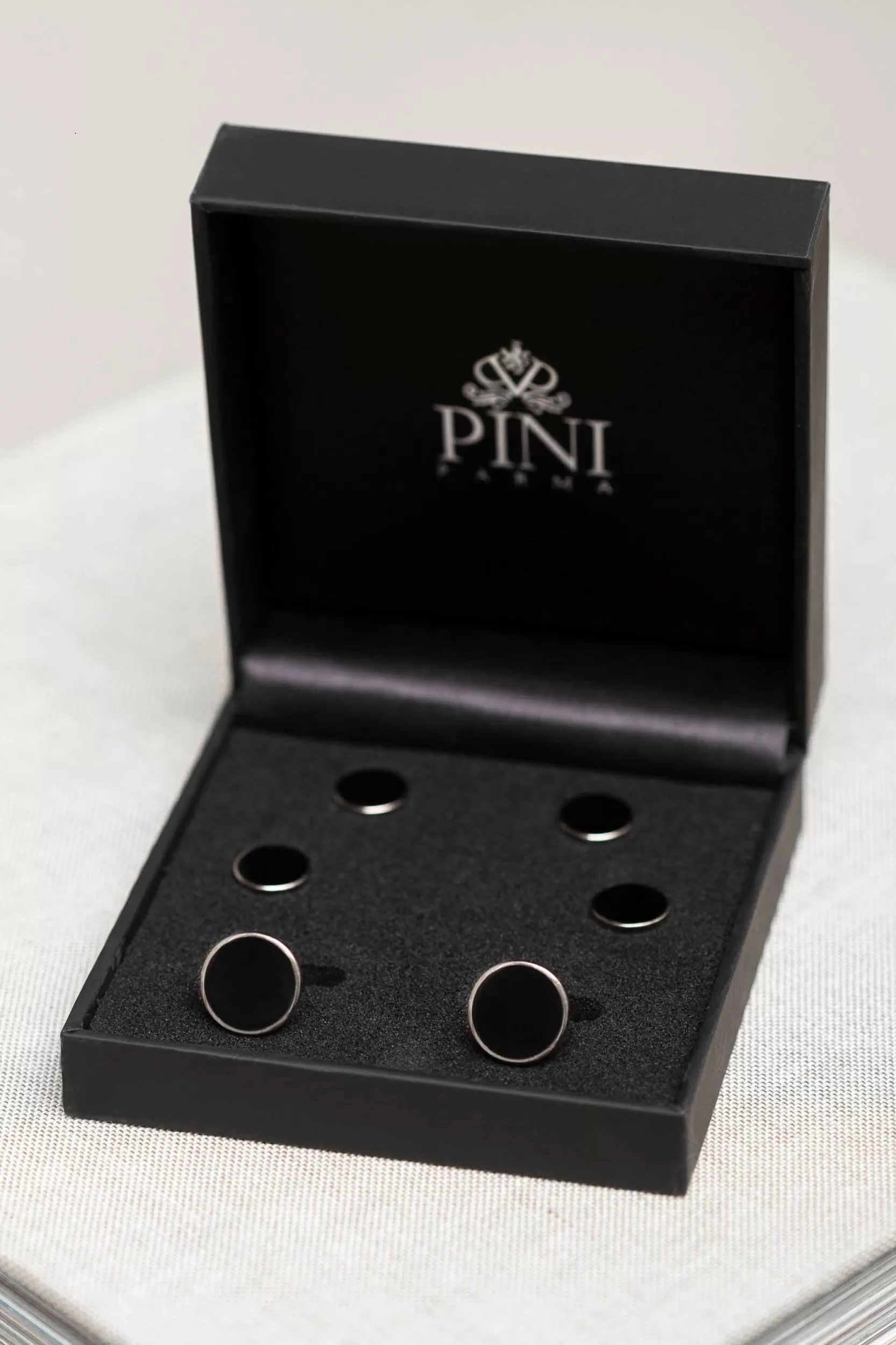 Shop Pini Parma Set Di Gemelli E Borchie Nere - Made In Italy