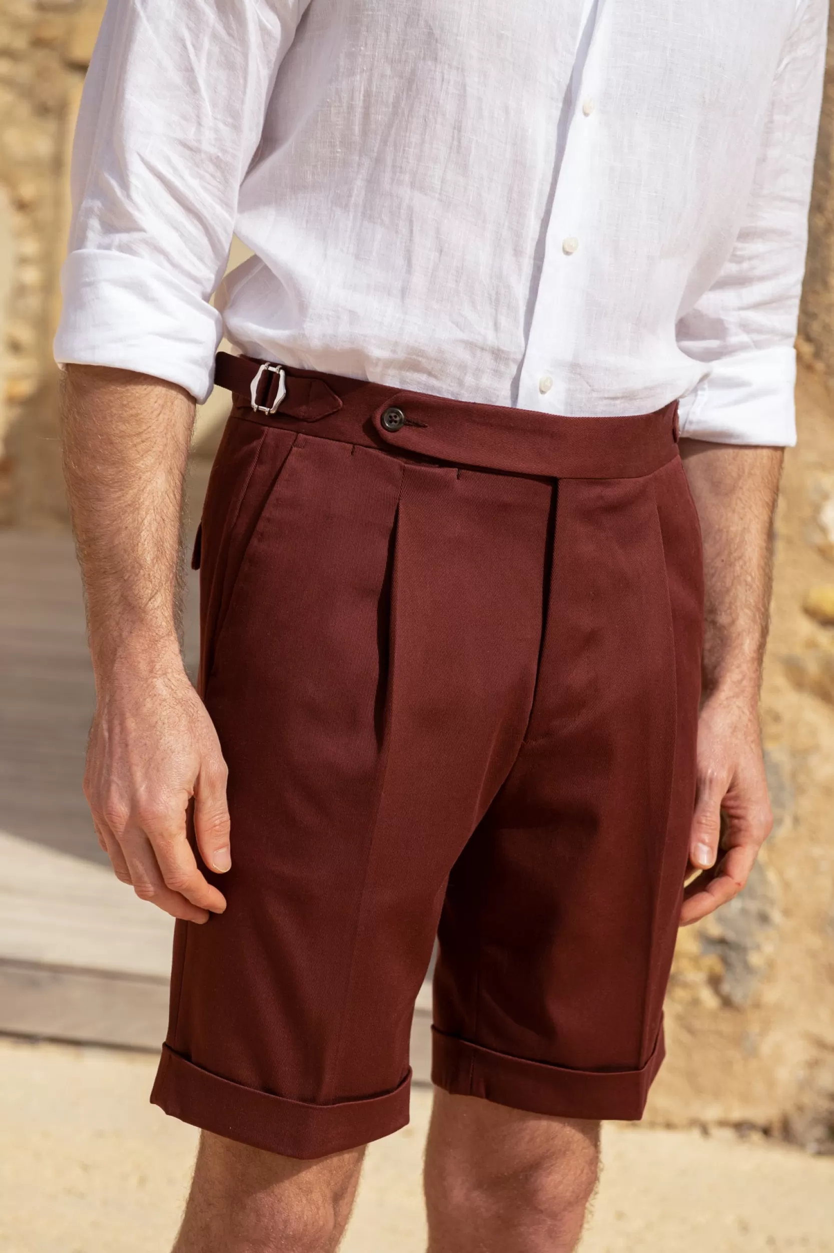 Store Pini Parma Shorts In Cotone Bordeaux - Made In Italy