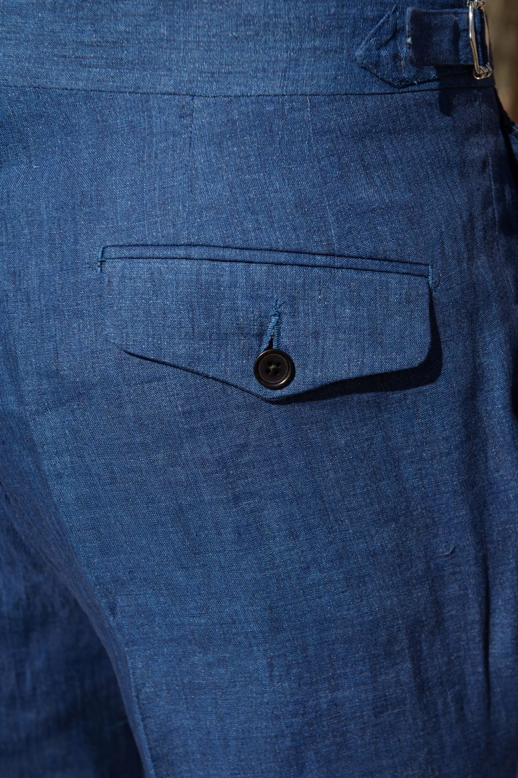 Sale Pini Parma Shorts In Lino Blu Denim - Made In Italy Denim blu