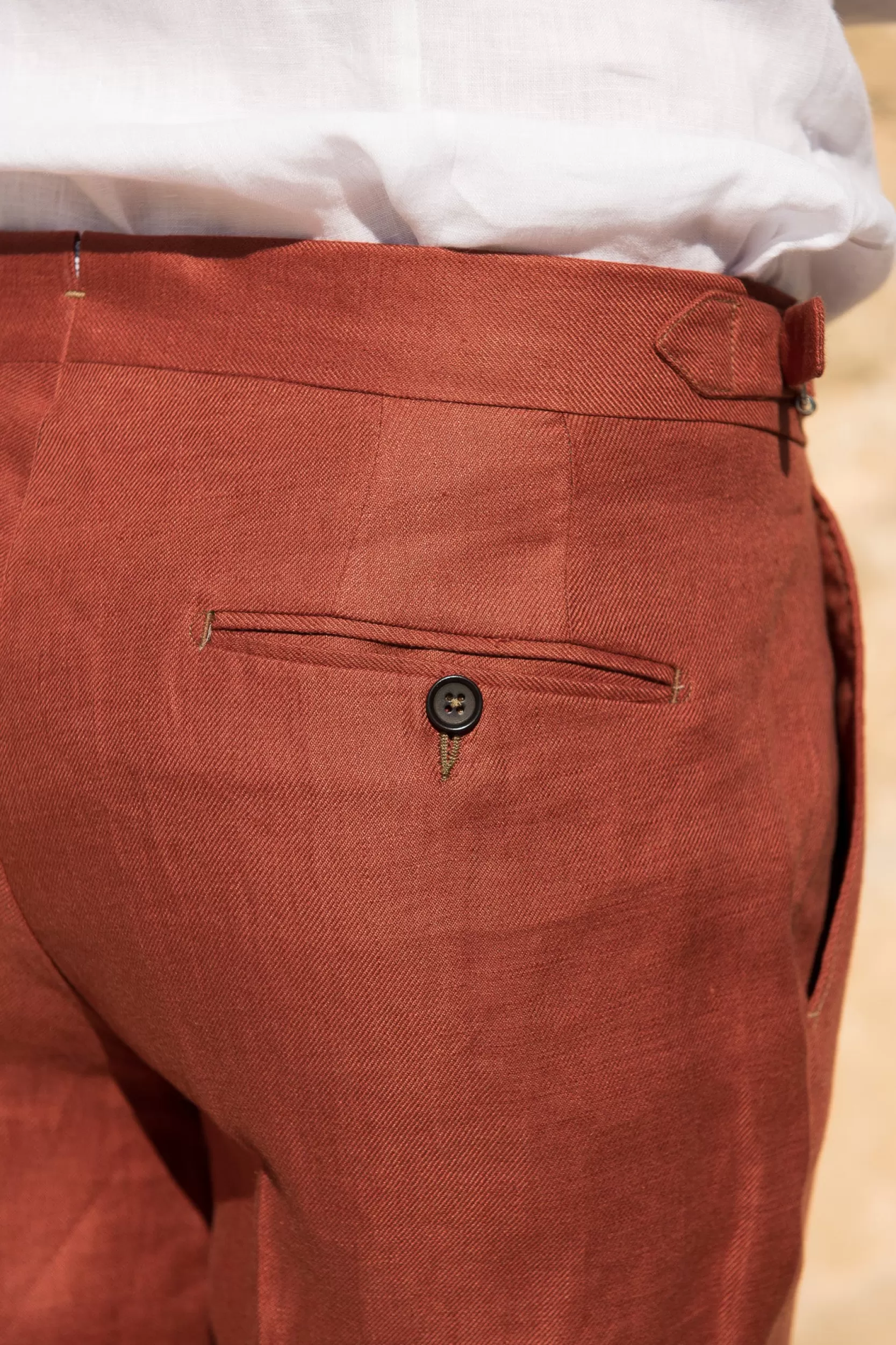 Outlet Pini Parma Shorts In Lino Color Arancio Bruciato - Made In Italy Arancia