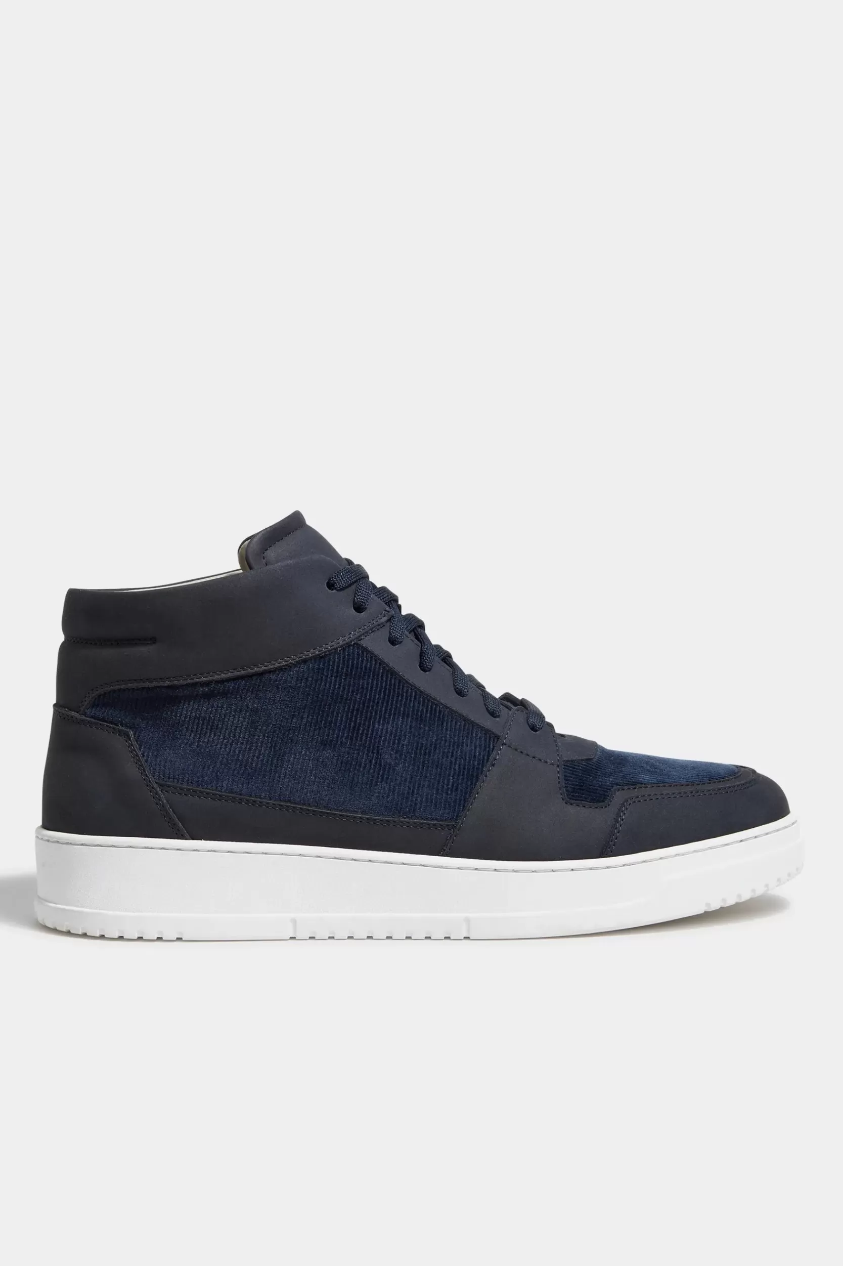 Cheap Pini Parma Sneakers Alte In Nabuk E Velluto A Coste Blu - Made In Italy