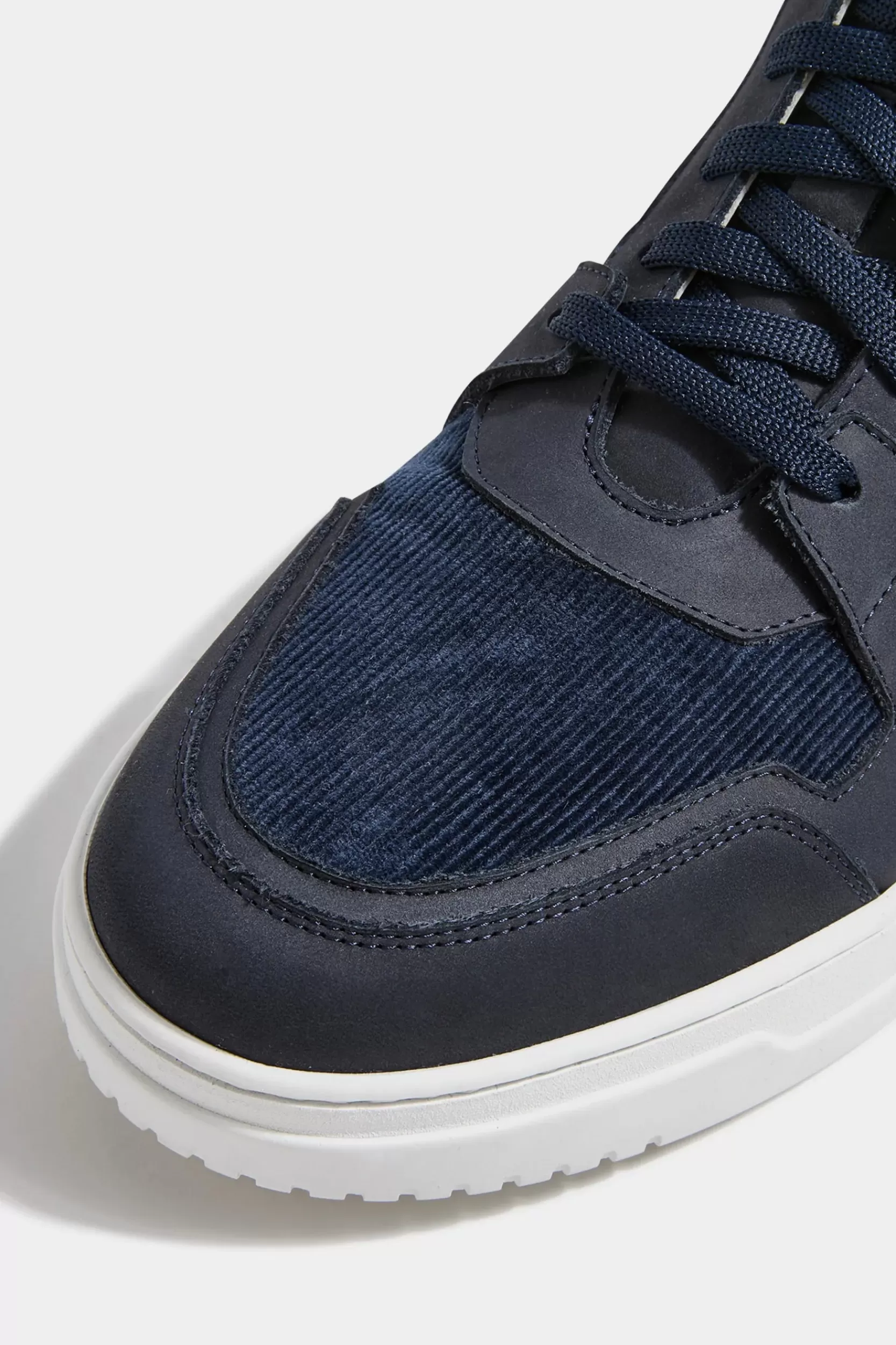 Cheap Pini Parma Sneakers Alte In Nabuk E Velluto A Coste Blu - Made In Italy