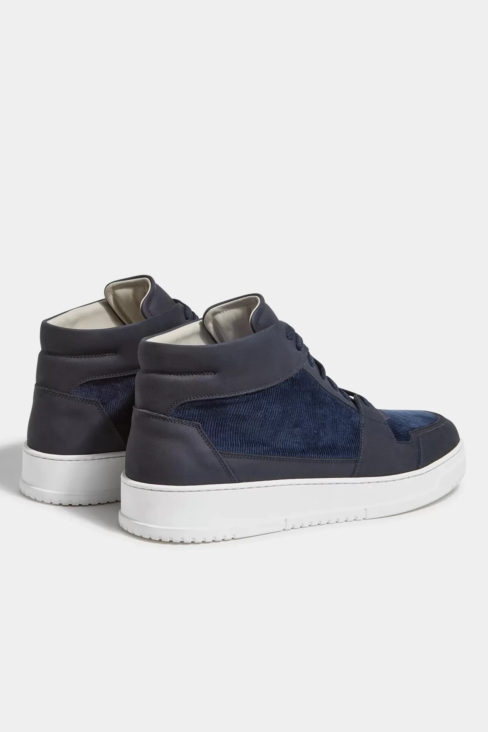Cheap Pini Parma Sneakers Alte In Nabuk E Velluto A Coste Blu - Made In Italy