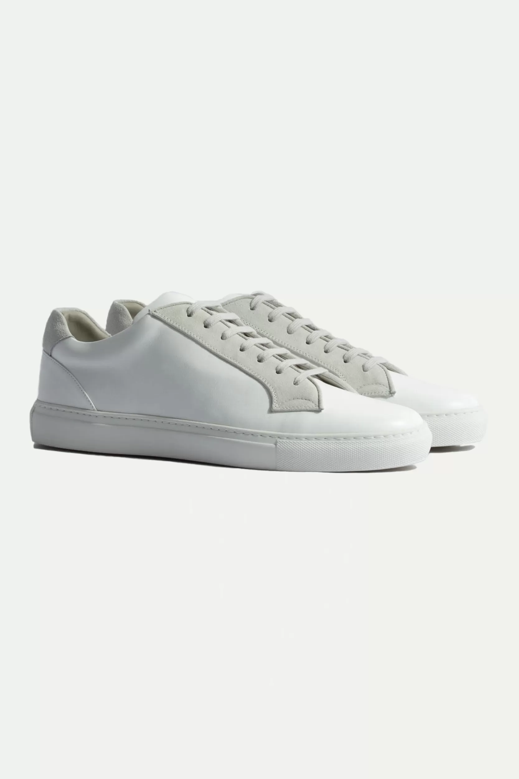 Cheap Pini Parma Sneakers Bianche Con Dettaglio In Camoscio Grigio - Made In Italy Bianco