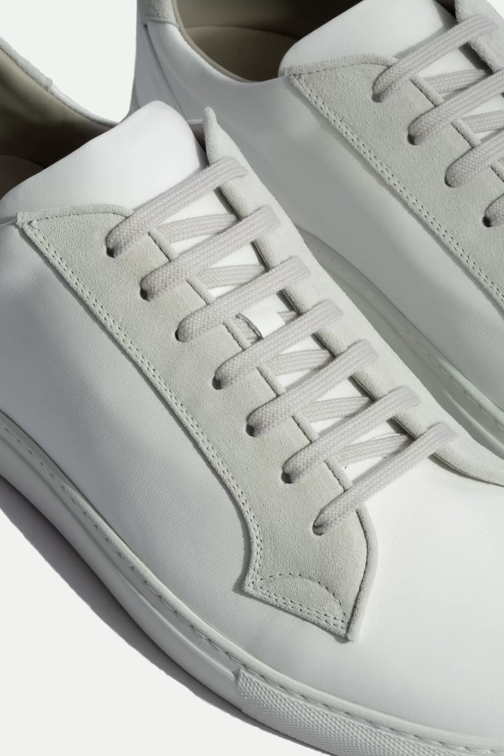 Cheap Pini Parma Sneakers Bianche Con Dettaglio In Camoscio Grigio - Made In Italy Bianco