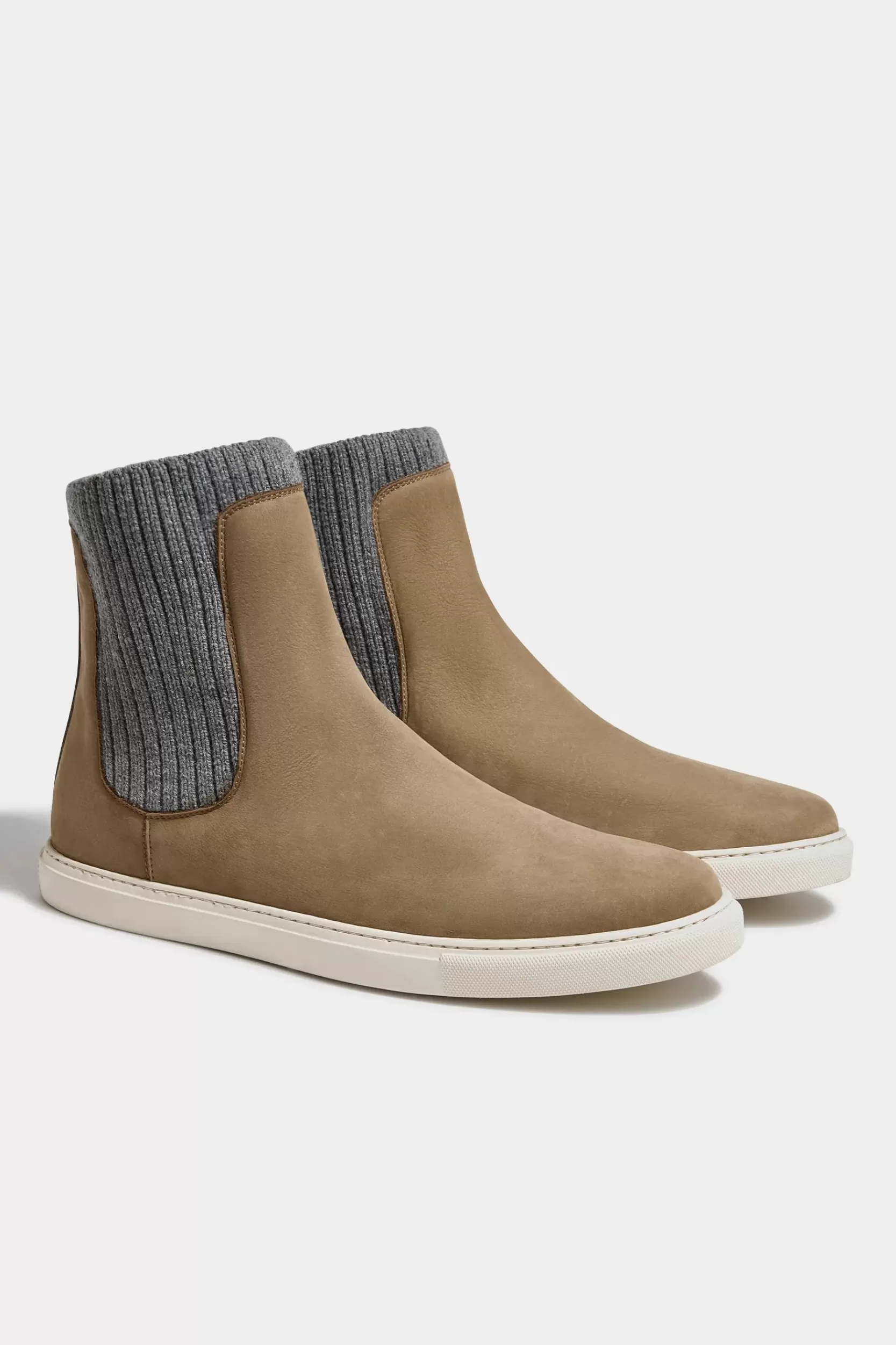 Cheap Pini Parma Stivaletto Chelsea Tortora Con Lavorazione A Maglia - Made In Italy