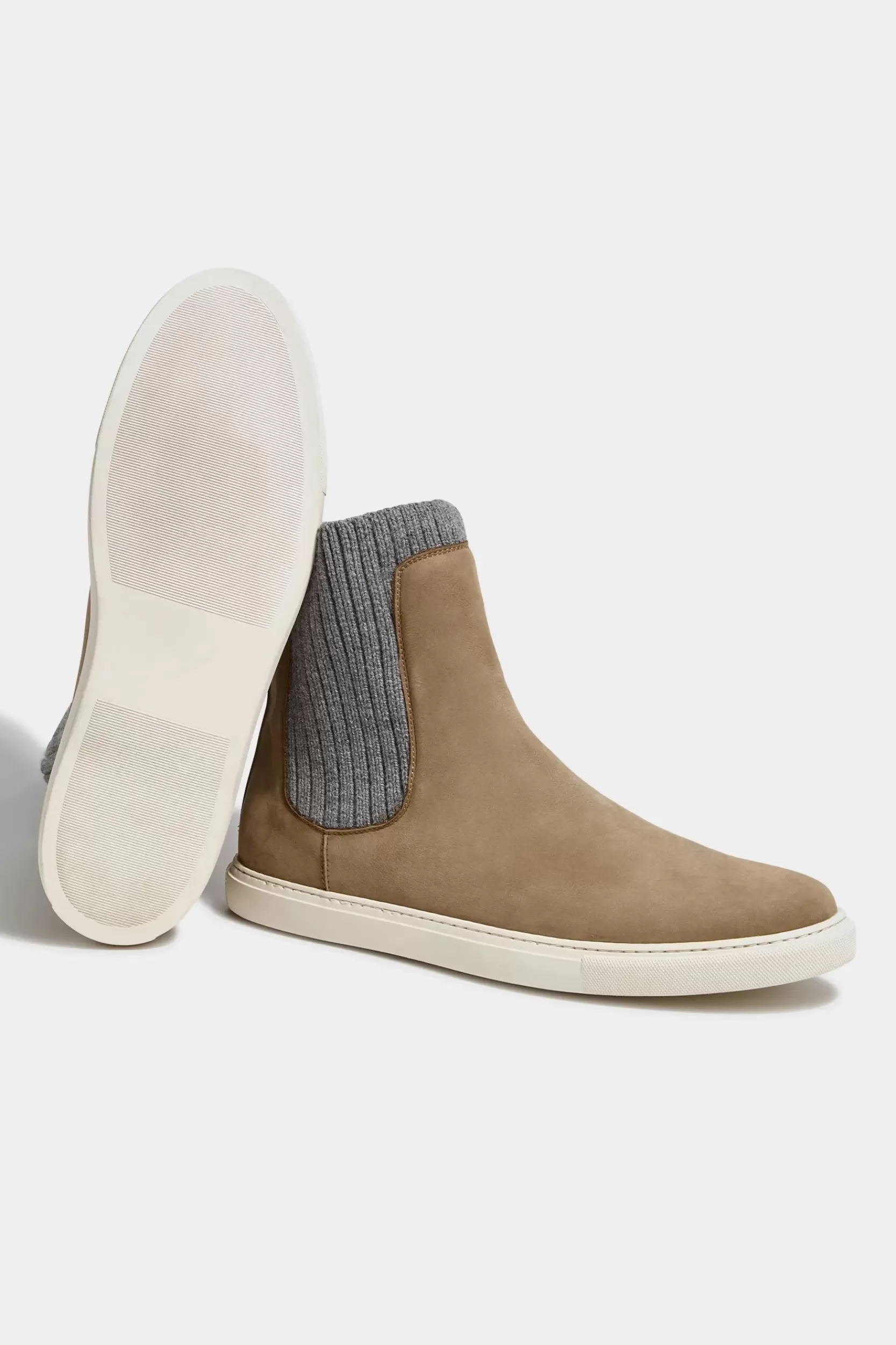 Cheap Pini Parma Stivaletto Chelsea Tortora Con Lavorazione A Maglia - Made In Italy