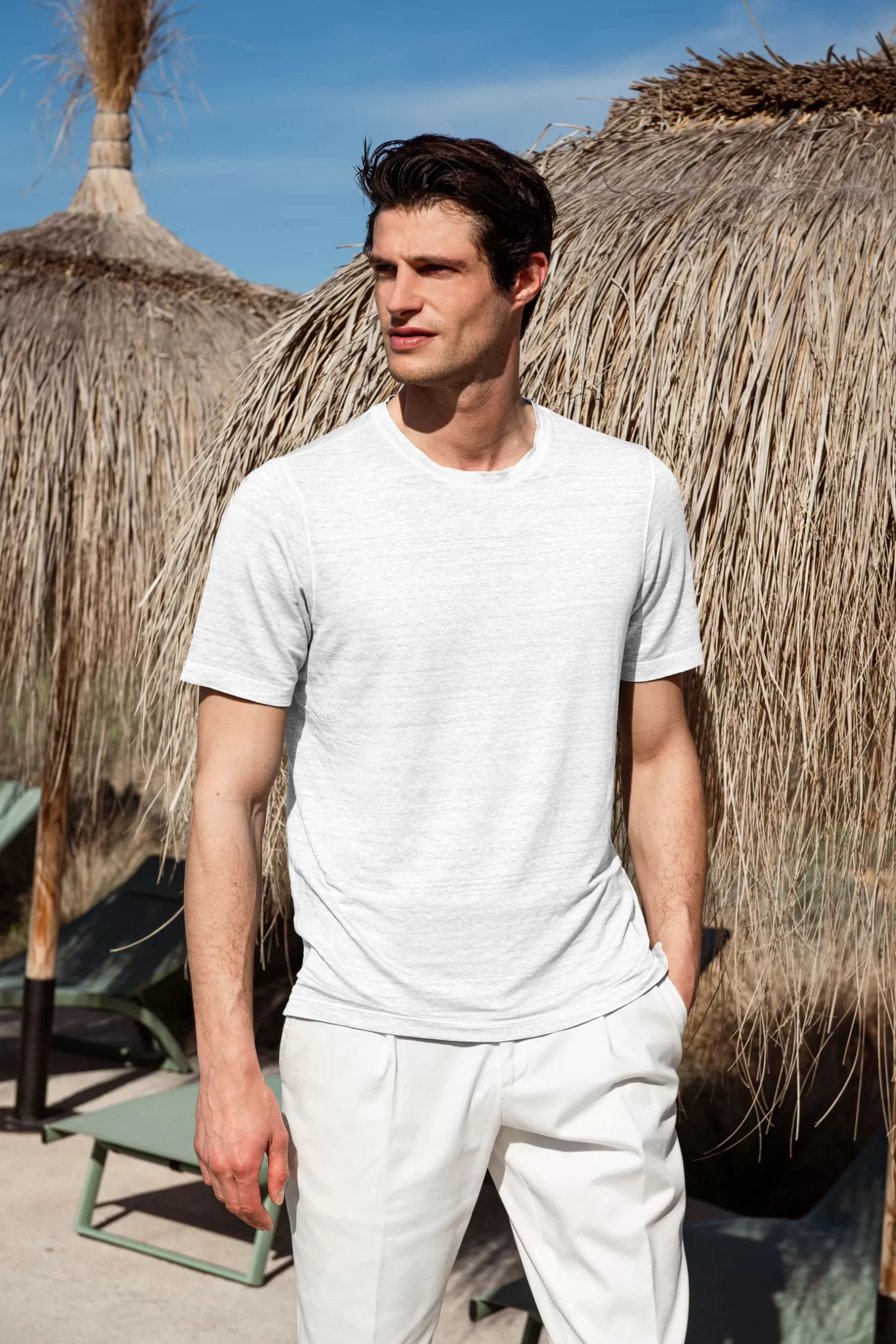 Discount Pini Parma T-shirt In Lino - Made In Italy Bianco