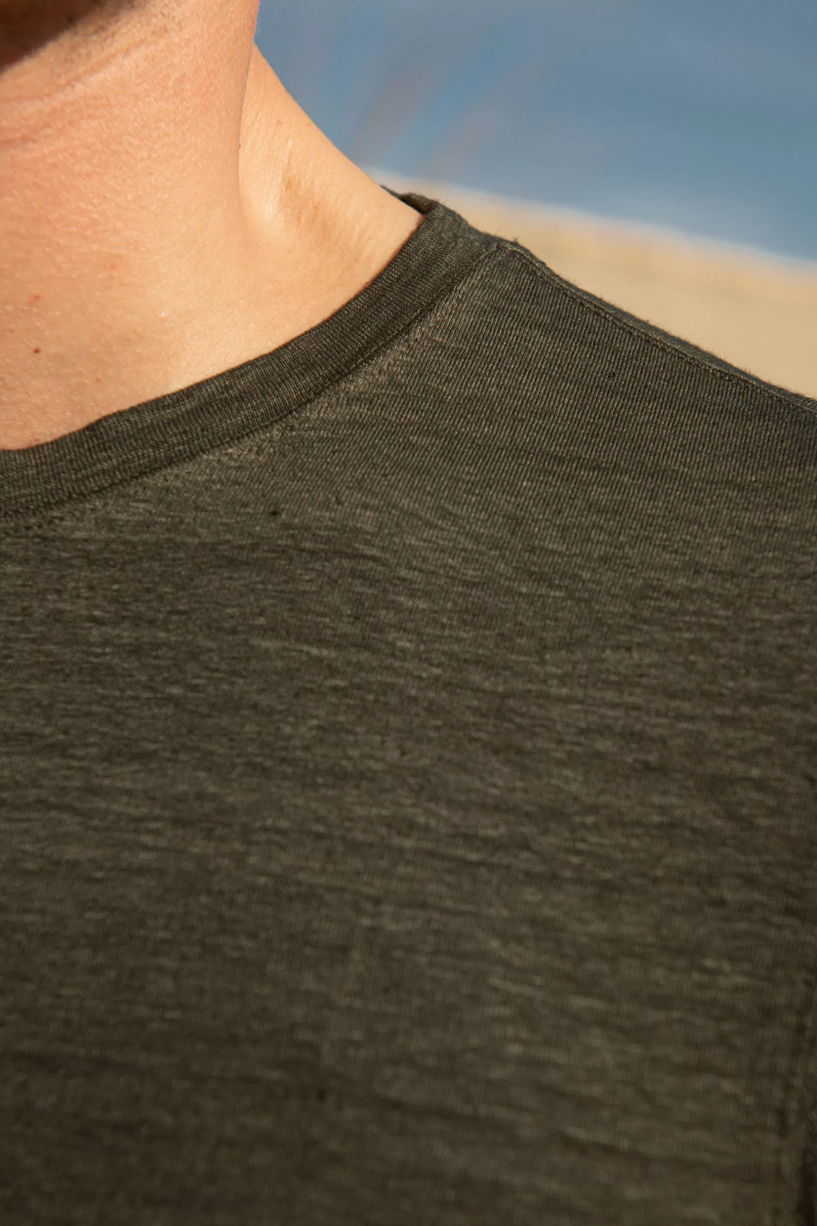 Hot Pini Parma T-shirt In Lino - Made In Italy Verde
