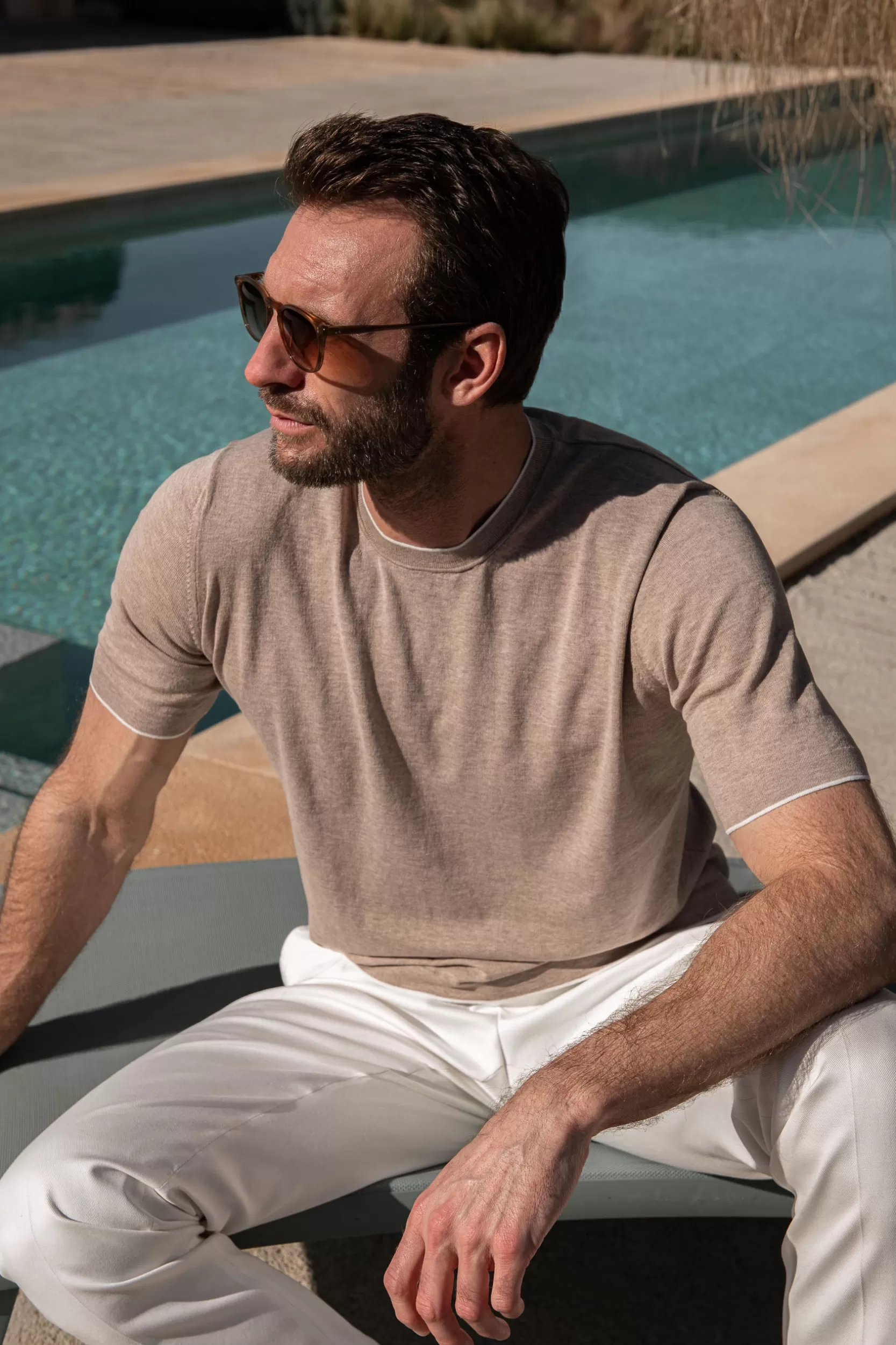 Fashion Pini Parma T-shirt In Maglia Color Tortora - Made In Italy Talpa