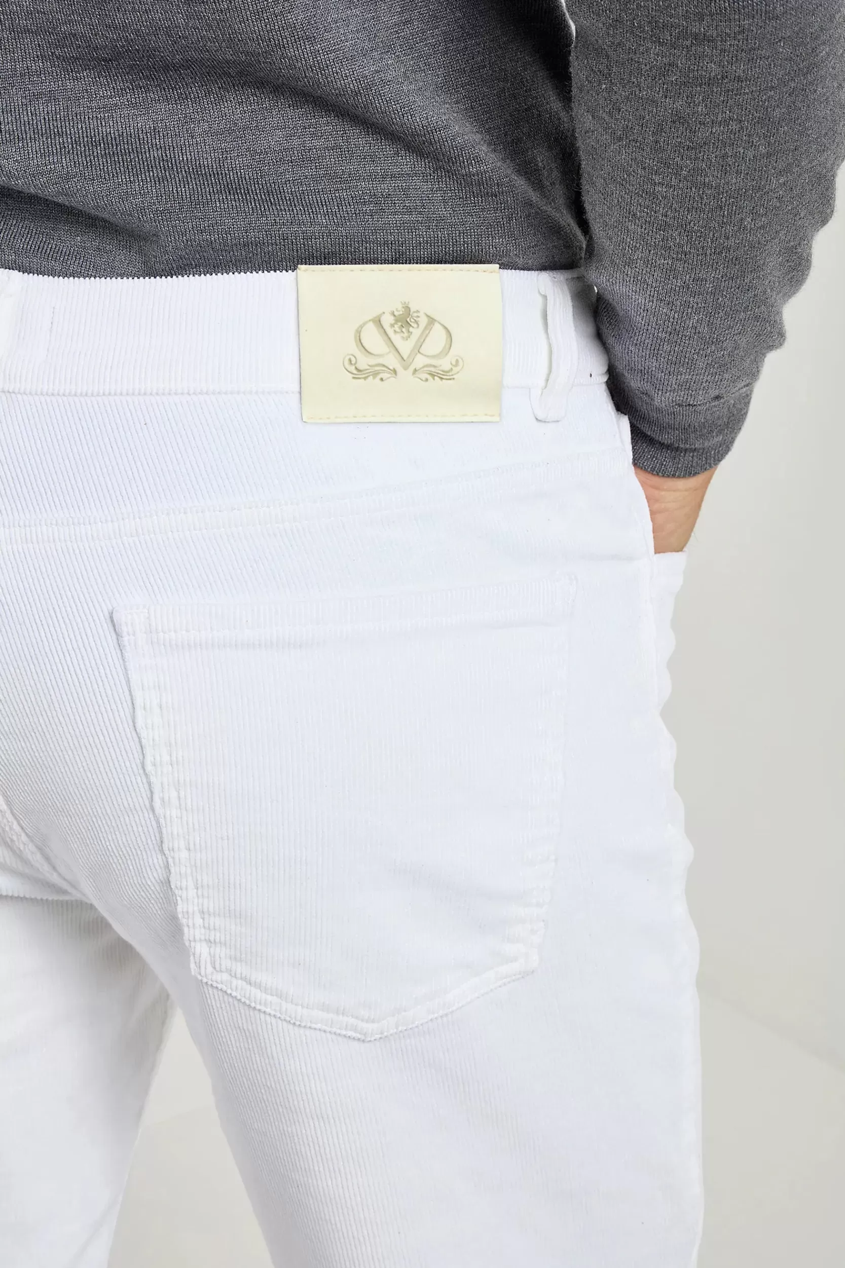 Shop Pini Parma Velluto A Coste 5 Pocket - Made In Italy Bianco