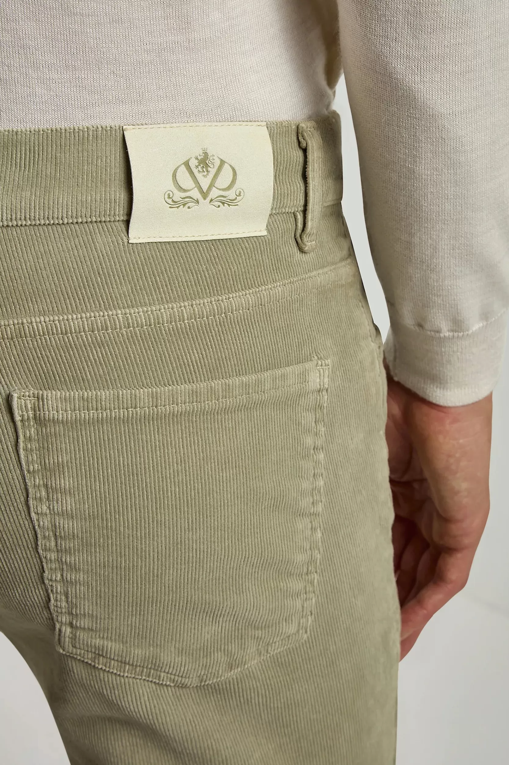 Hot Pini Parma Velluto A Coste 5 Pocket - Made In Italy Salvia